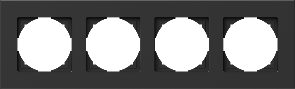 Рамка 4 х цвят Черен Flat Logiq TEM