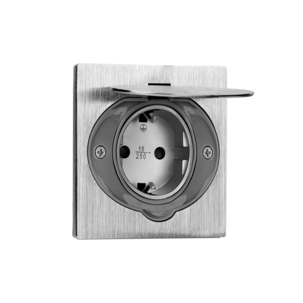 Контакт шуко IP 44 , цвят стомана , Ø 60 mm , ORNO