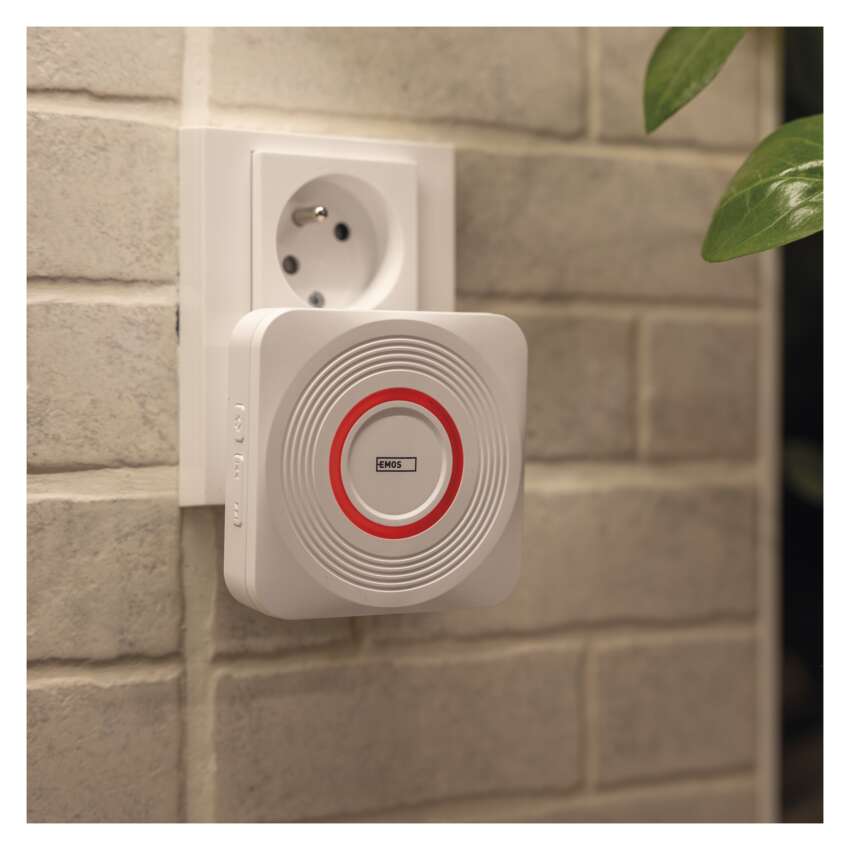 Безжичен звънец бял 220V в комплект с бутон 150 метра IP44, 55 мелодии Wi-Fi GoSmart EMOS