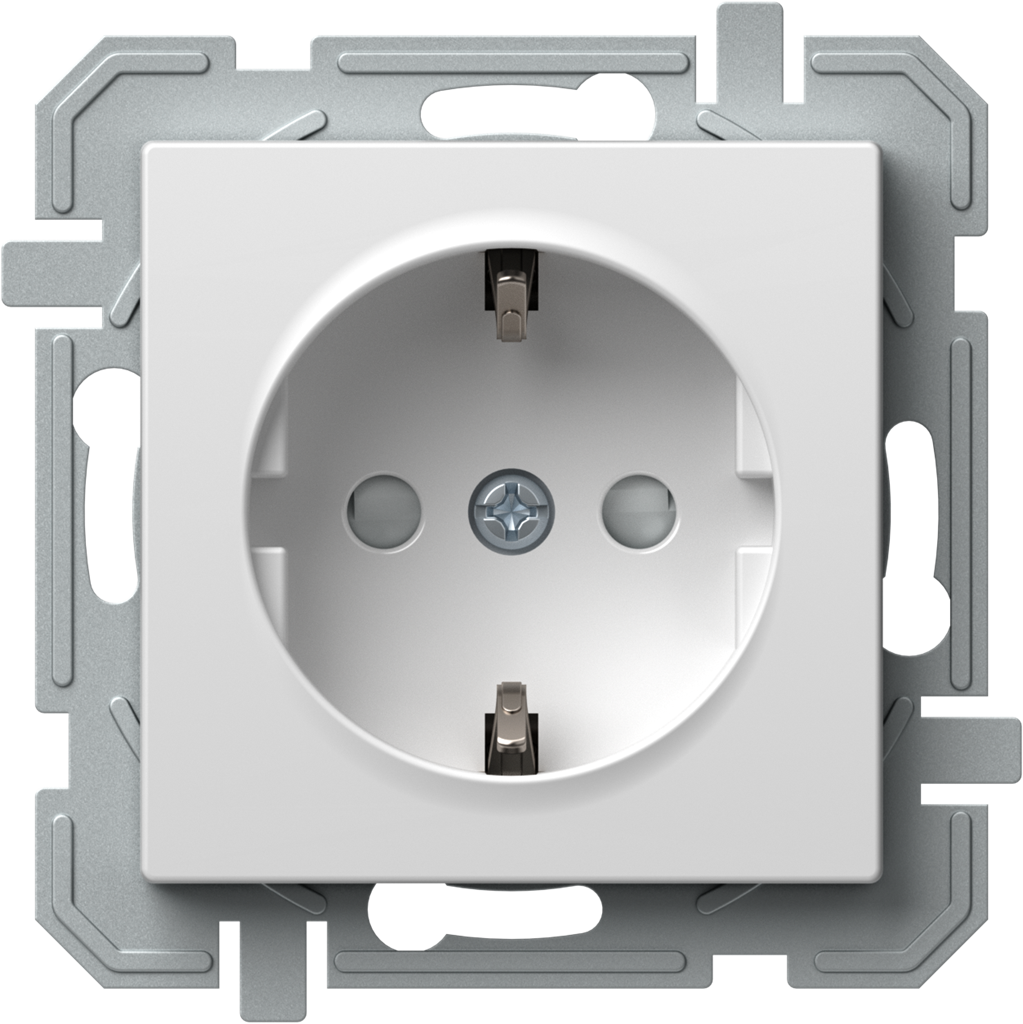 Контакт ШУКО 16 A с детска защита цвят Бял Logiq TEM