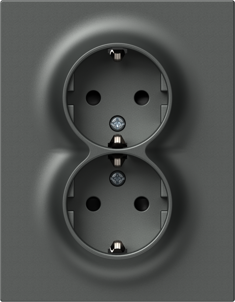 Контакт шуко ДВОЕН 16 A моноблок цвят Антрацит Logiq TEM