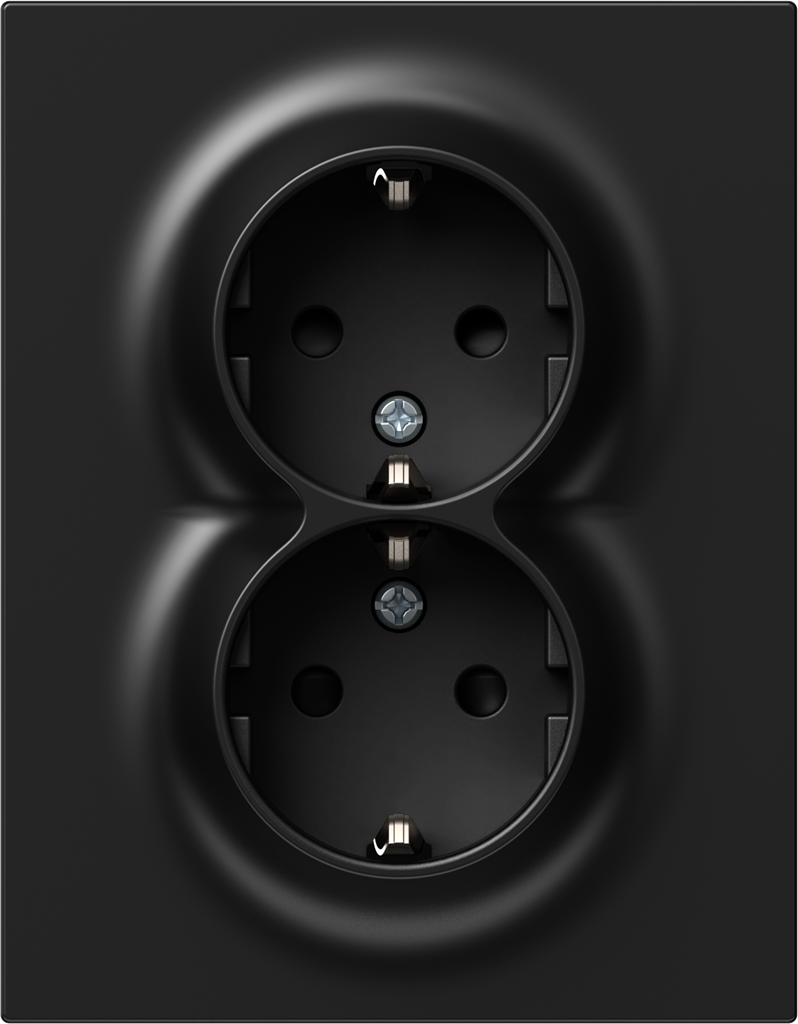 Контакт шуко ДВОЕН 16 A моноблок цвят Черен Logiq TEM