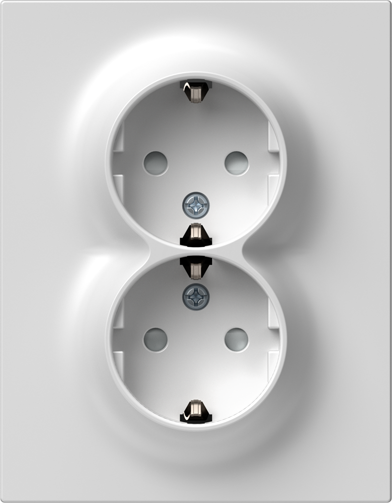 Контакт шуко ДВОЕН 16 A моноблок цвят Бял Logiq TEM