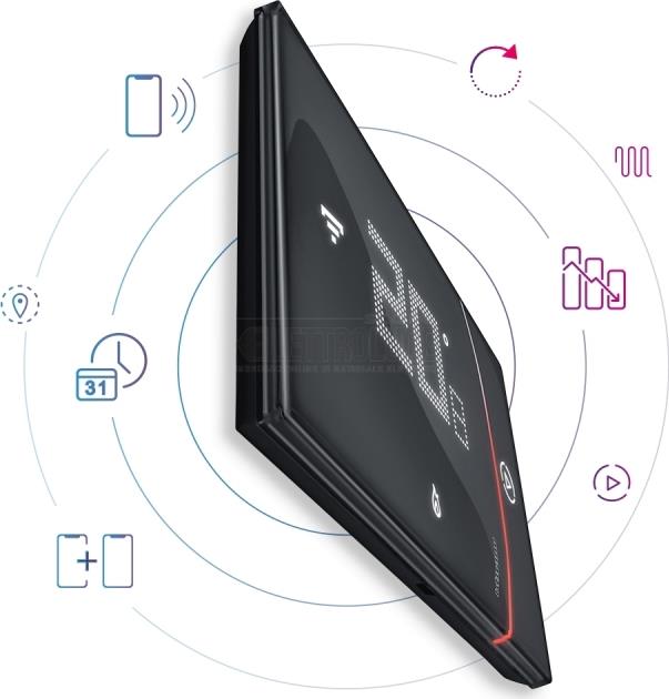 Термостат Smarther 2 с вградено Wi-FI за вграден монтаж ЧЕРЕН Bticino with Netatmo