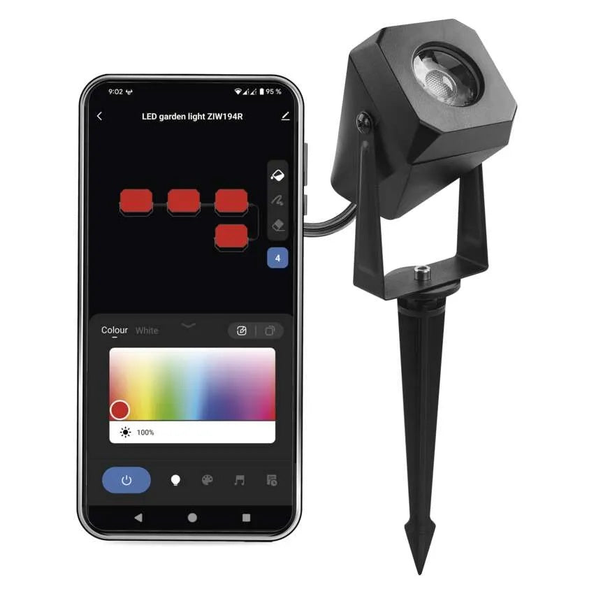 Прожектор допълнителен LED 1.5 W RGBIC 100 lm 20000 h IP 65 черен Wi - Fi GoSmart EMOS