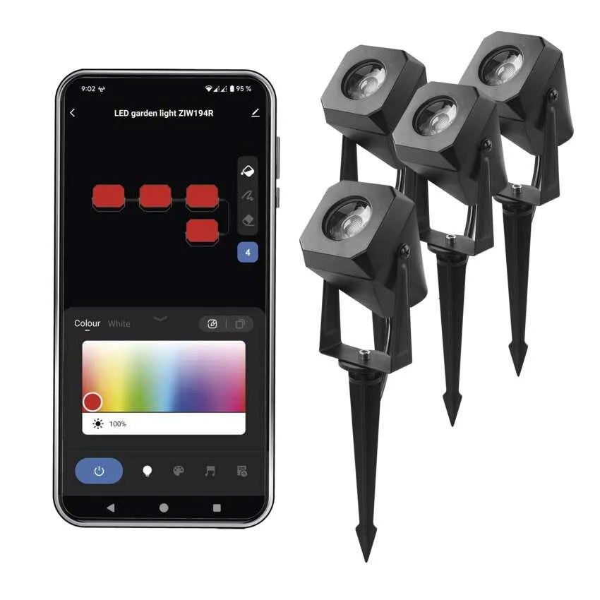 Прожектор ( комплект 4 бр. ) LED 1.5 W RGBIC 100 lm 20000 h IP 65 черен Wi - Fi GoSmart EMOS