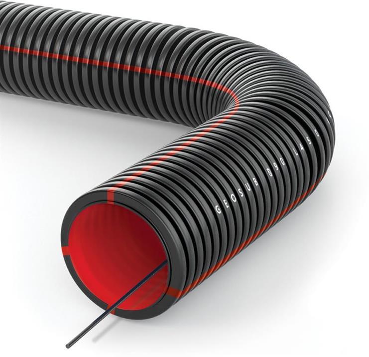 Гофрирана тръба вън. ф 90мм вътр. ф 76.0 мм 450 N клас L 450 цвят Черен с корда HDPE UV GEOSUB 50 м Kouvidis