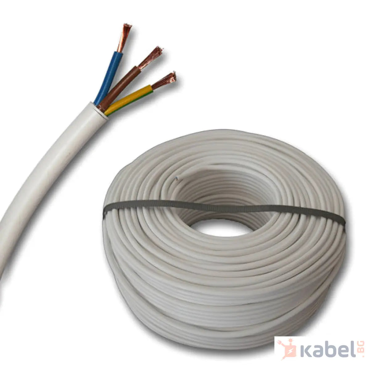 КАБЕЛ H05VV-F/ШВПС 3Х0.75 Б БЯЛ 300/500V