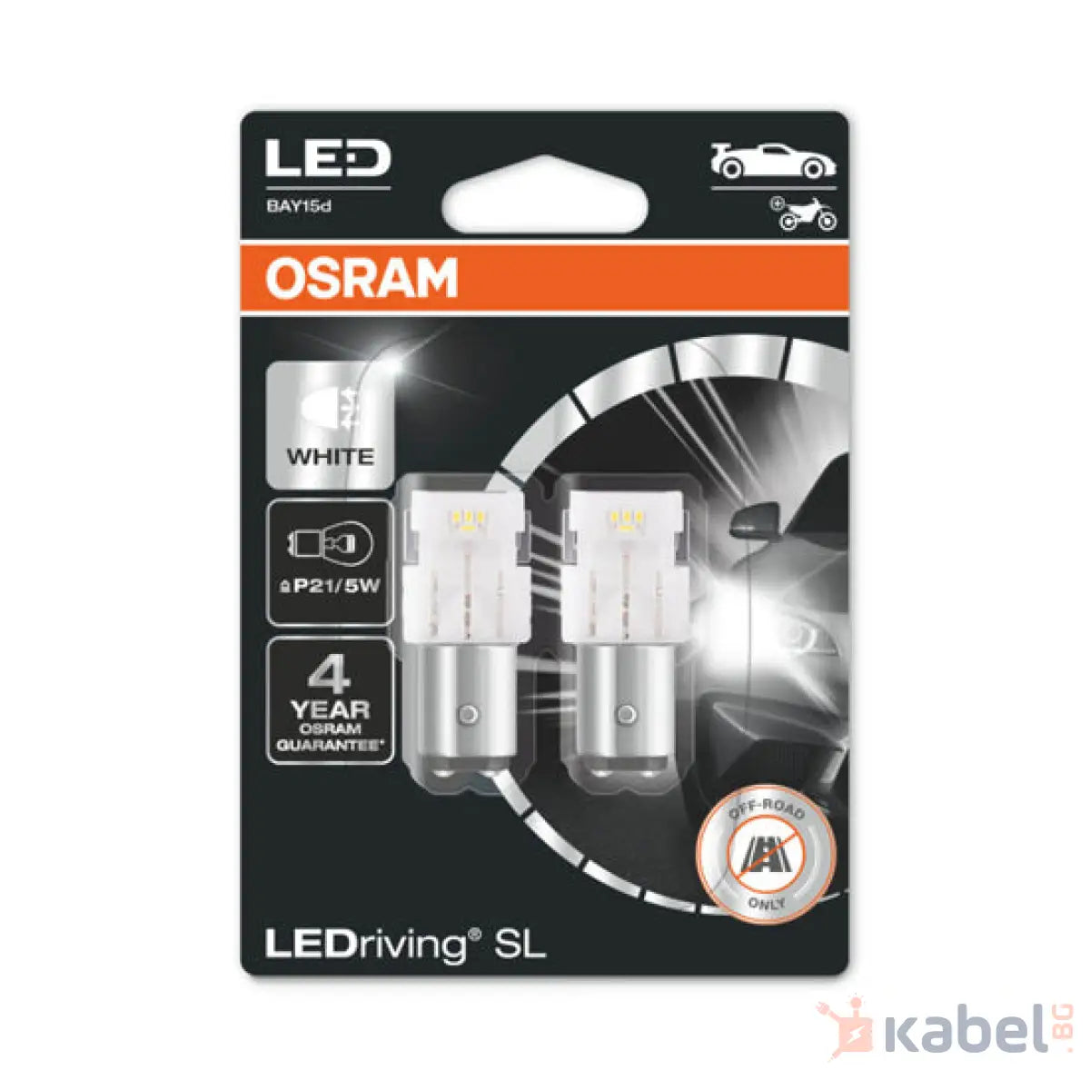 ЛАМПА АВТО LED 7528DWP-02B 1.7W 12V,BAY15d,6000K