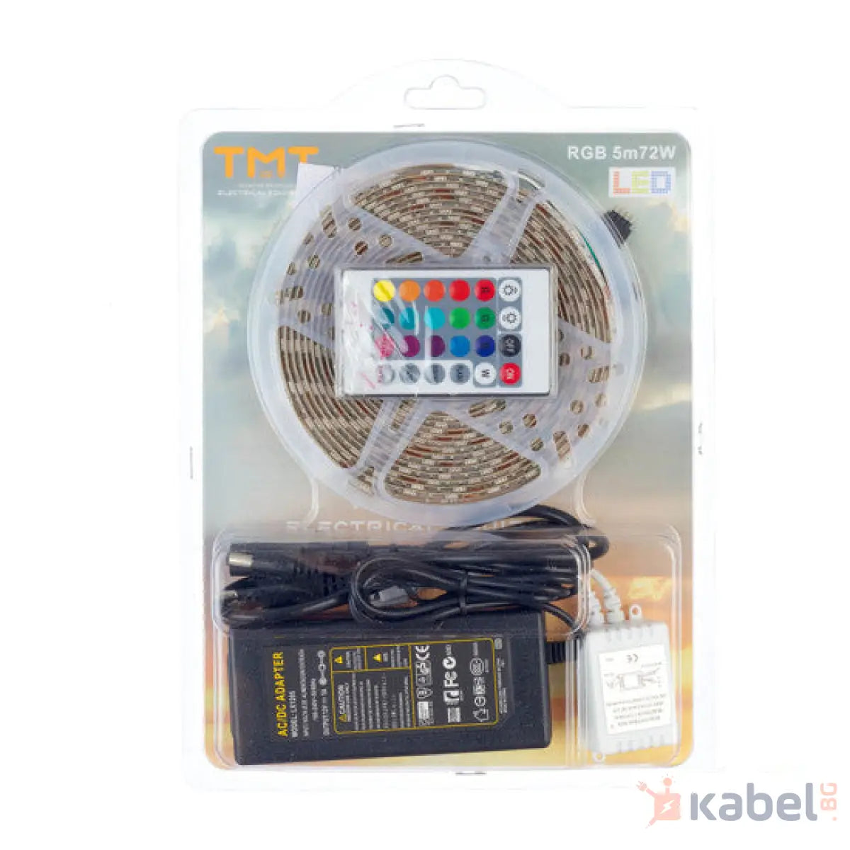 ЛЕНТА LED+АДАПТЕР RGB 14.4w/1m IP65 5м SMD5050