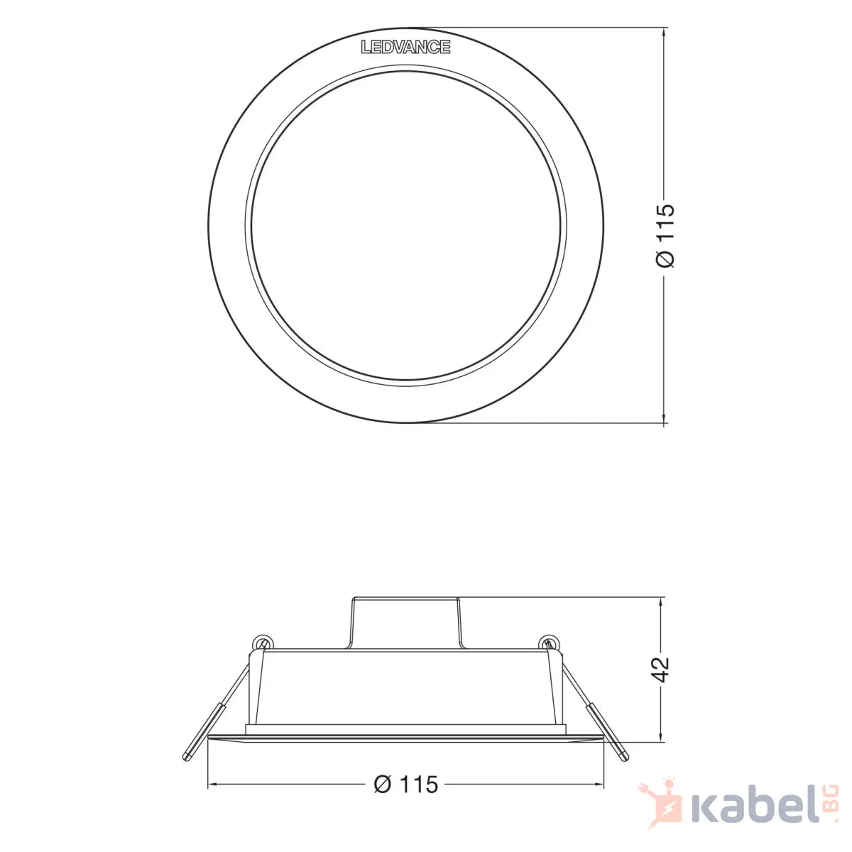 ЛУНА LED DL DN115 8W 3000K,800lm,IP44,702943
