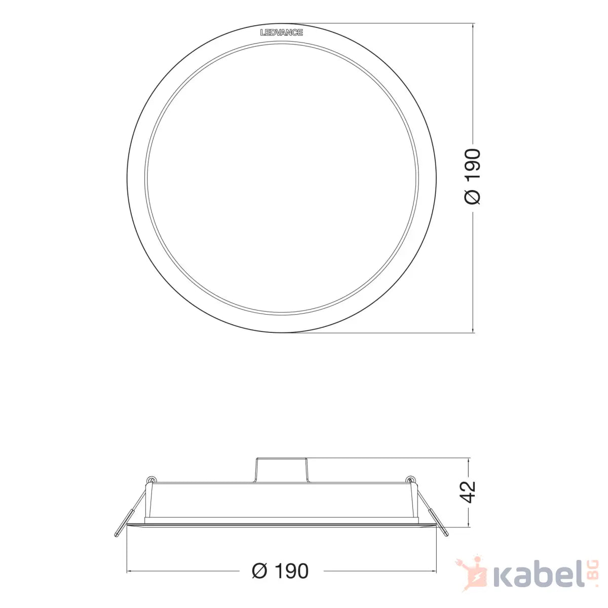 ЛУНА LED DL DN190 18W 6500K,1800lm,IP44,703179