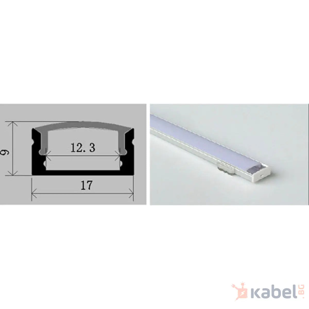 ПРОФИЛ ЛЕНТА LED MC-A50 3000х17х9mm ВЪНШЕН МОНТАЖ