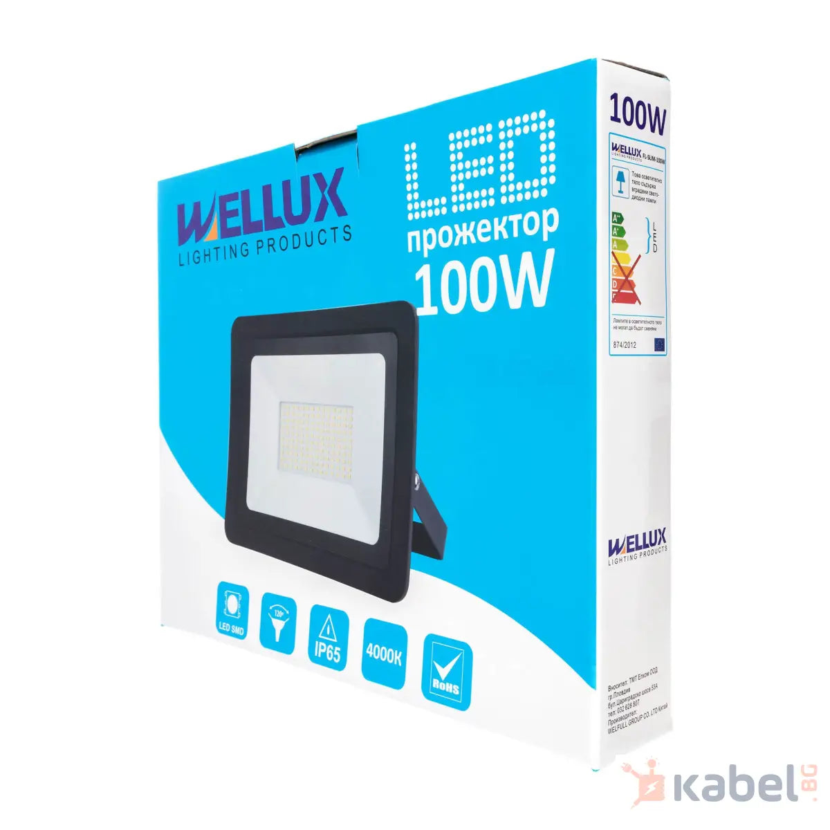 ПРОЖЕКТОР LED 100W,4000K,7600Lm,WELLUX,