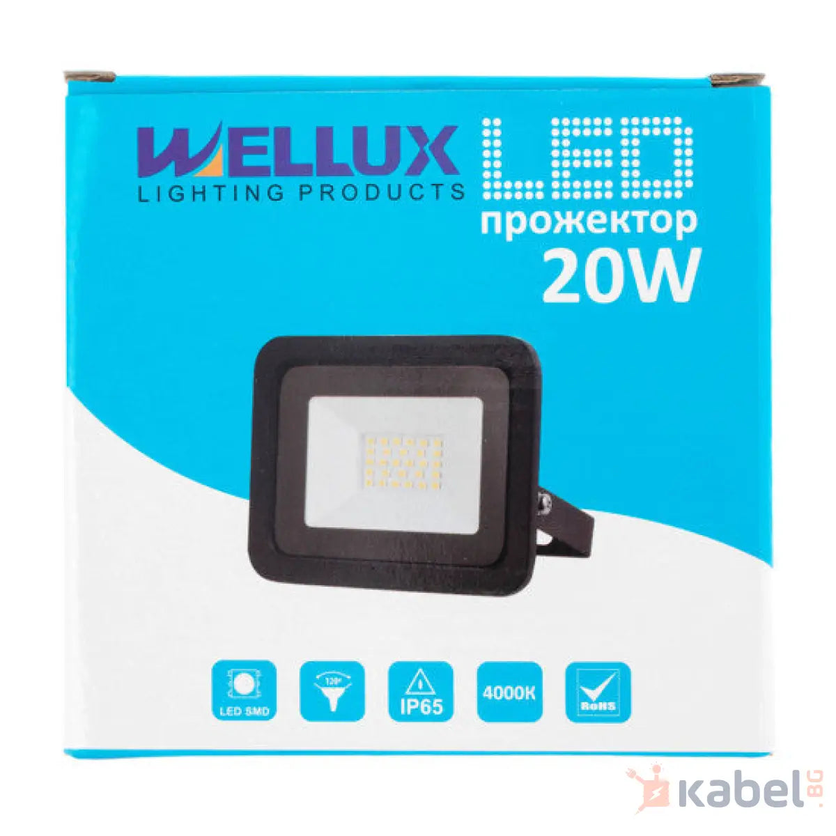ПРОЖЕКТОР LED 20W,4000K,1600Lm,WELLUX,LF-BK-20W