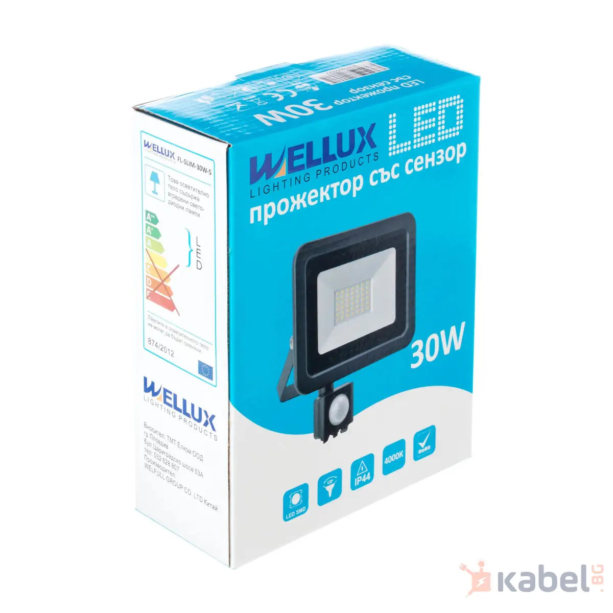 ПРОЖЕКТОР LED 30W+СЕНЗОР,4000K,2200Lm,WELLUX
