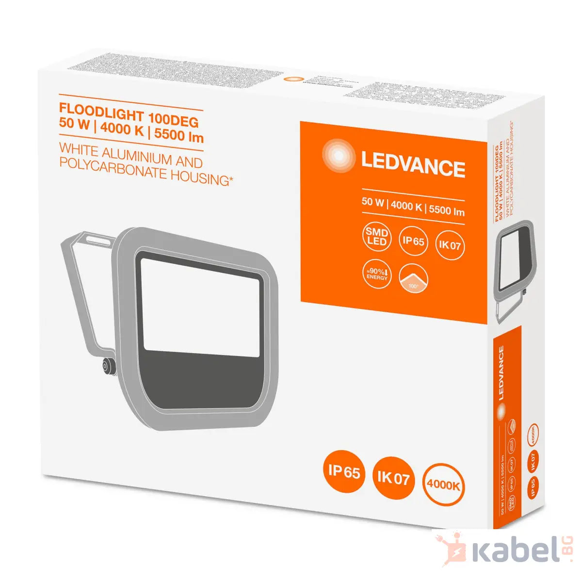 ПРОЖЕКТОР LED 50W 4000K,6000lm,БЯЛ