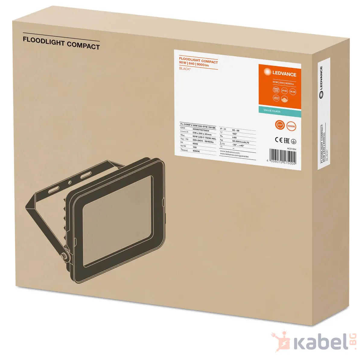 ПРОЖЕКТОР LED FL COMP V 90W 4000K,9000lm,ЧЕРЕН