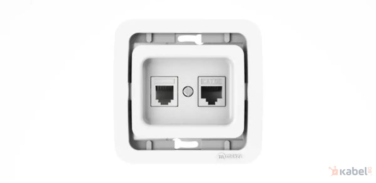 Розетка за интернет и телефон  RJ45 + RJ11 Бял Скрит - вграден монтаж IP20 комбинирана розетка нет и телефон 22037 МИМОЗА, МАКЕЛ