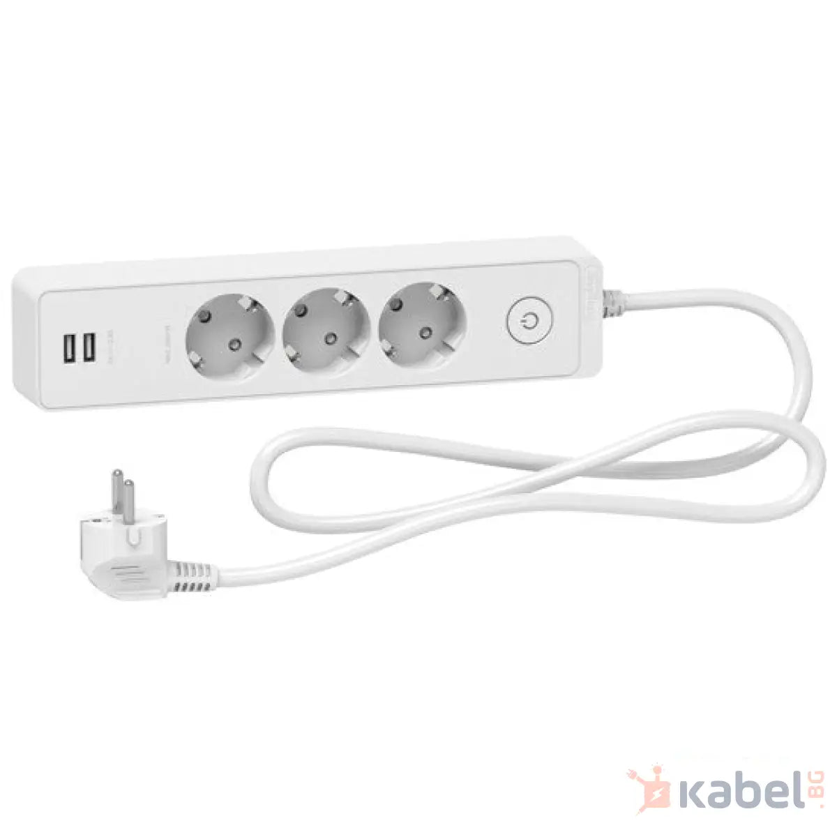 Разклонител с 2х USB, контакт Шнайдер Бял USB със защита от токов удар