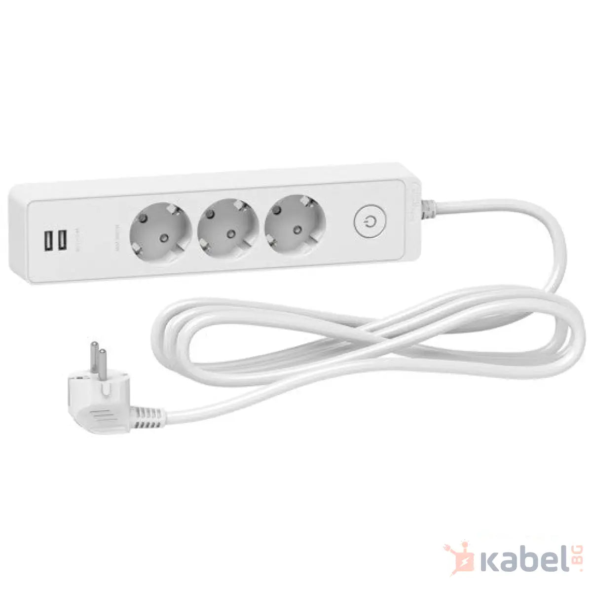 Разклонител с 2х USB, контакт Шнайдер Бял USB със защита от токов удар