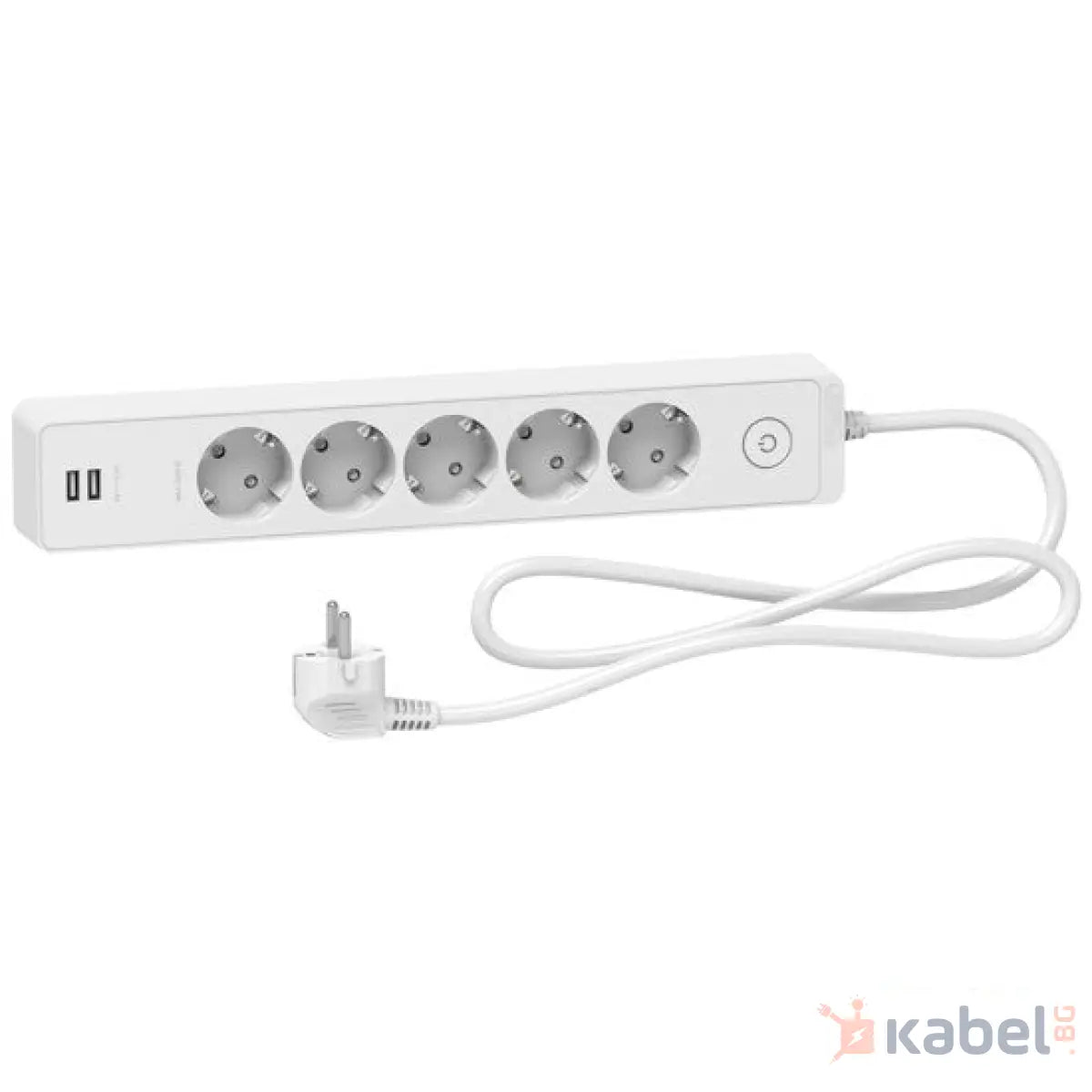 Разклонител с 2х USB, контакт Шнайдер Бял USB със защита от токов удар