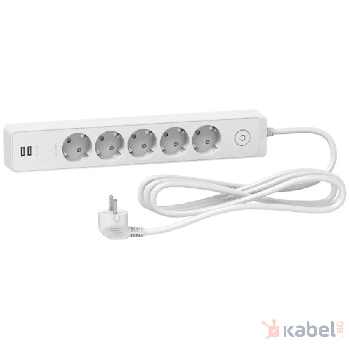 Разклонител с 2х USB, контакт Шнайдер Бял USB със защита от токов удар