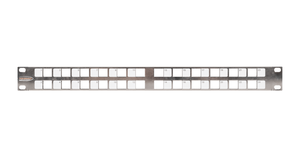 NIKOMAX Ъглов пач панел 24xRJ45,19" 1U, NMC-RP24-BLANK-AN-1U-MT